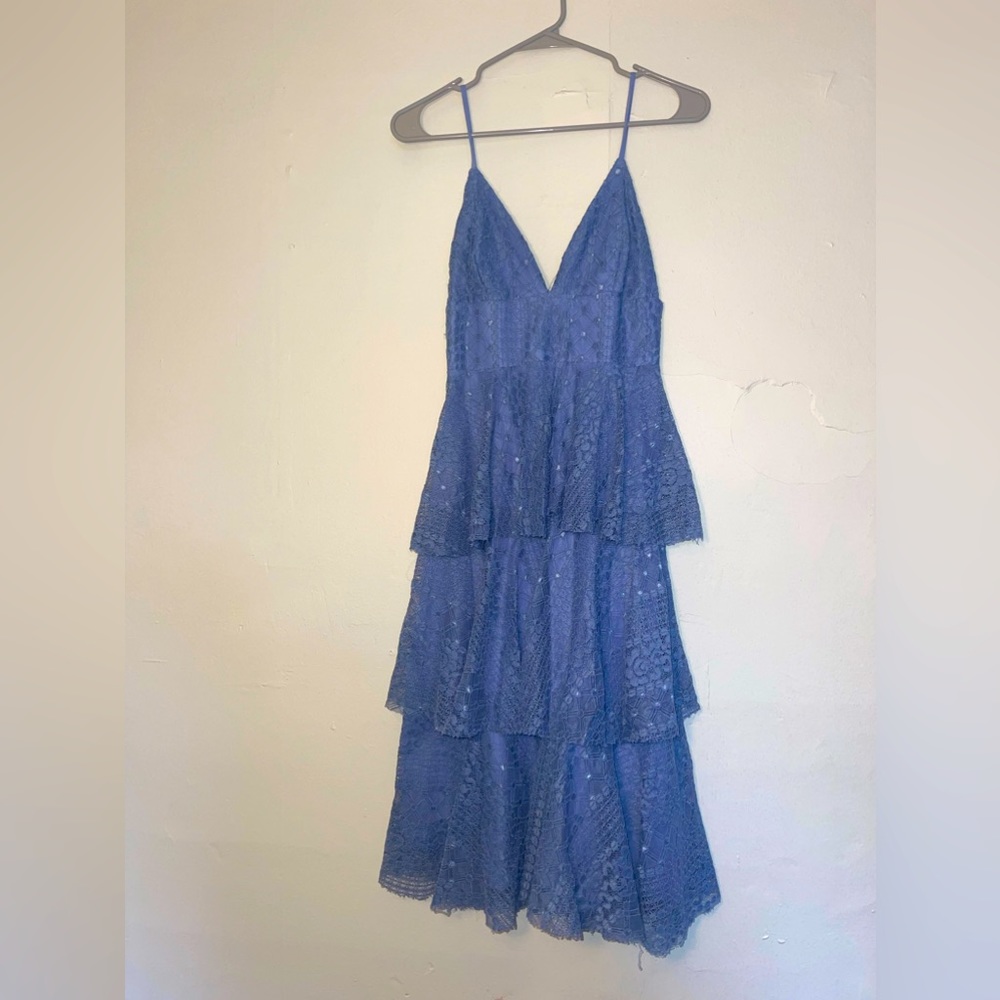 Blue Lace Ruffled Lulus Midi Dress!